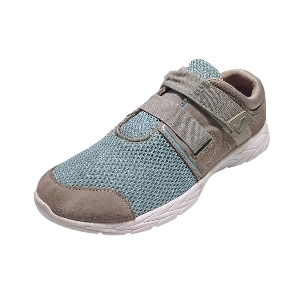 Vionic Ema Gray Suede Blue Mesh Laceless Comfort Sneakers Women's Size 8.5